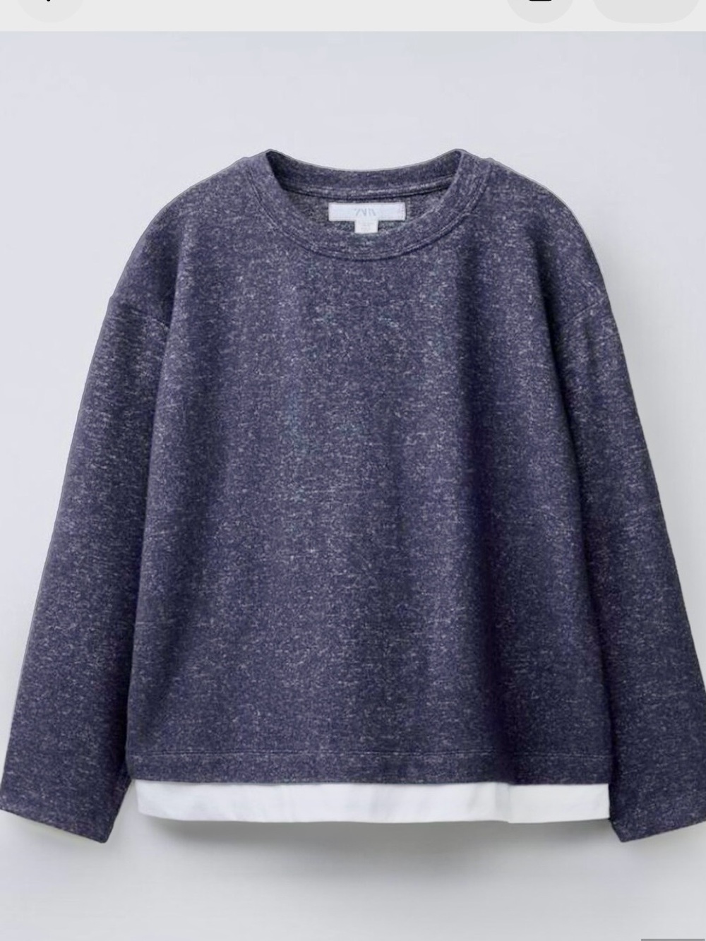New Zara Girl Grey Soft Jumper Top Pullover with White Trim Size 12-13